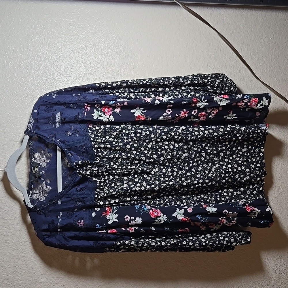 Suzanne Betro Navy Floral Mixed-Print Tunic